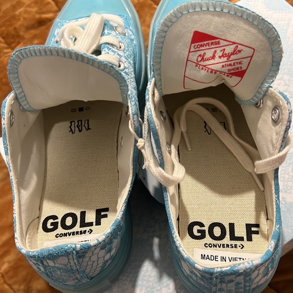 LIMITED EDITION/NEVER WORN Converse Chuck 70ox GOLF White&BabyBlue FauxSnakeskin - Picture 5 of 7